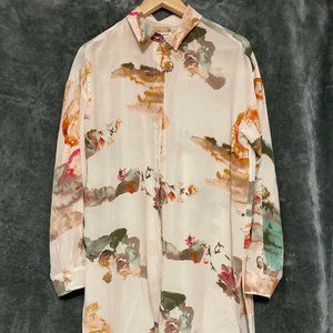 Wilfred 100% silk shirt dress/tunic/kimono Sz S